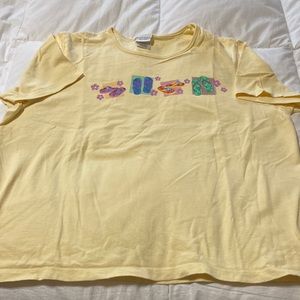 Ladies Yellow T-shirt with Flip Flop size XL